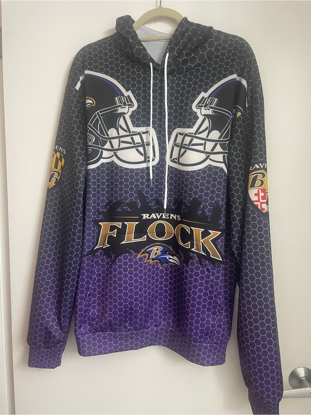 Baltimore Ravens Purple Flock Hooded Sweatshirt unofficial polyester material